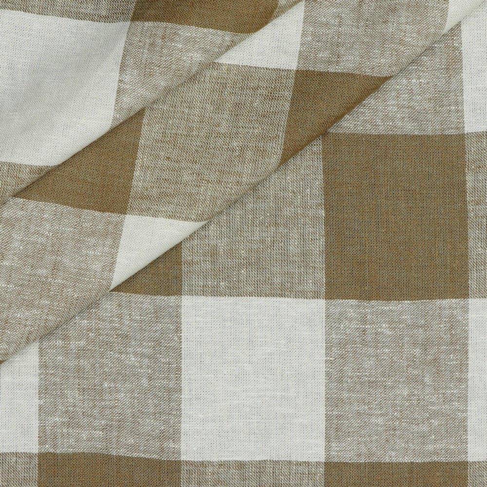 Drapey Linen Viscose Check - Light Brown