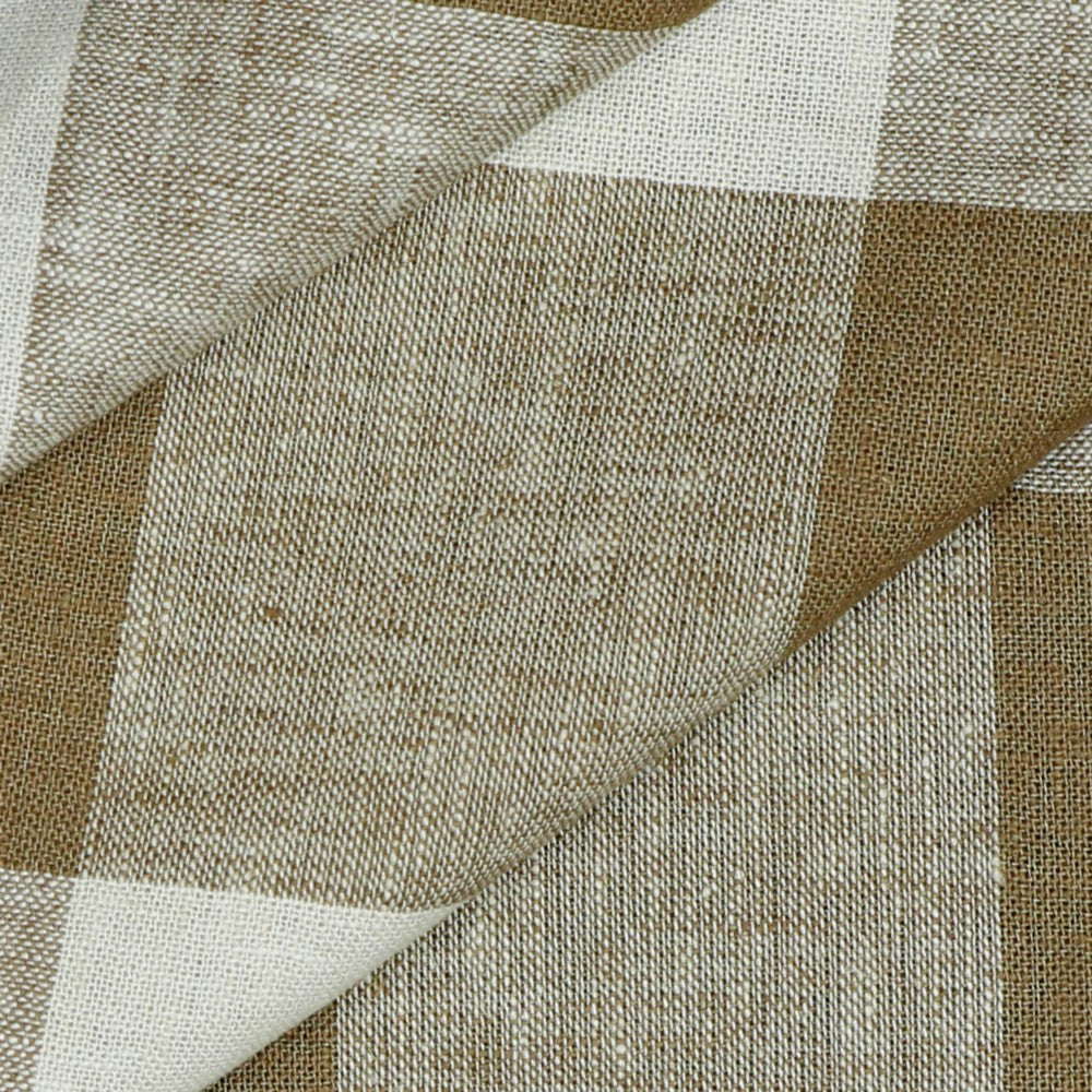 Drapey Linen Viscose Check - Light Brown