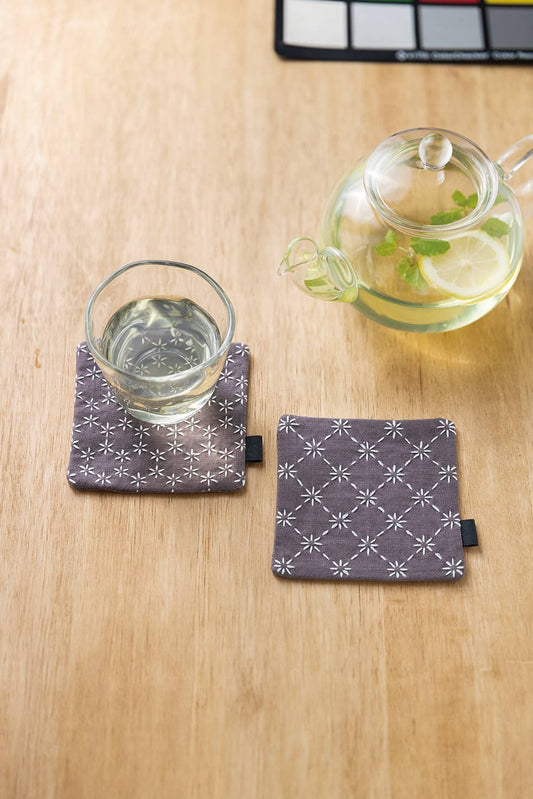 Sashiko Hidamari Pair of Coasters Kit - Gray