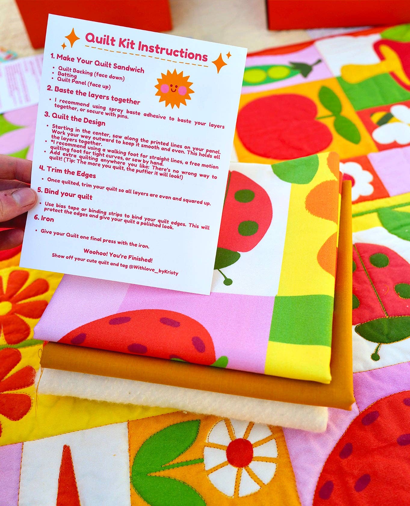 Beginner Quilt Kit - Garden Charms Quilt Kit - Pink