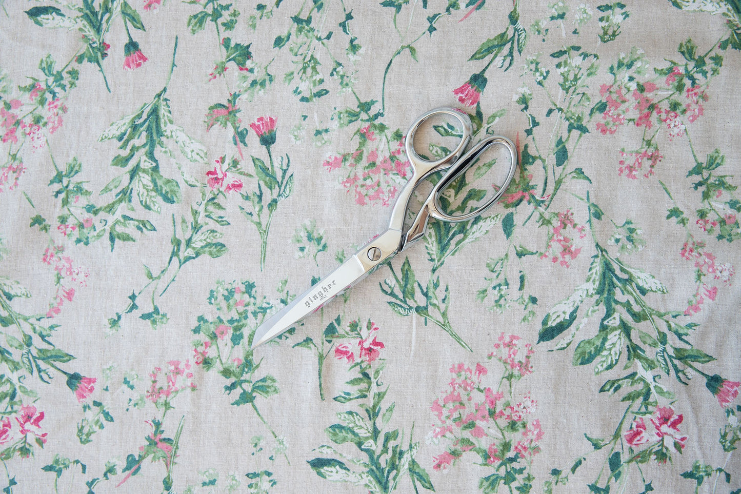 Soft Linen Cotton Blend - Antique Florals on Natural