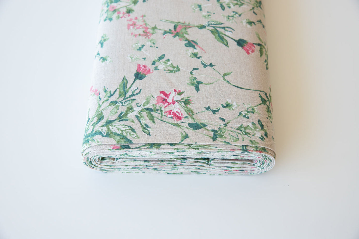 Soft Linen Cotton Blend - Antique Florals on Natural