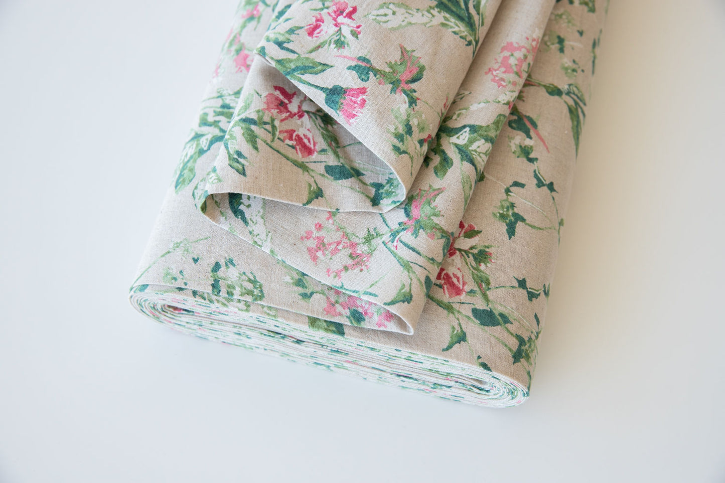 Soft Linen Cotton Blend - Antique Florals on Natural