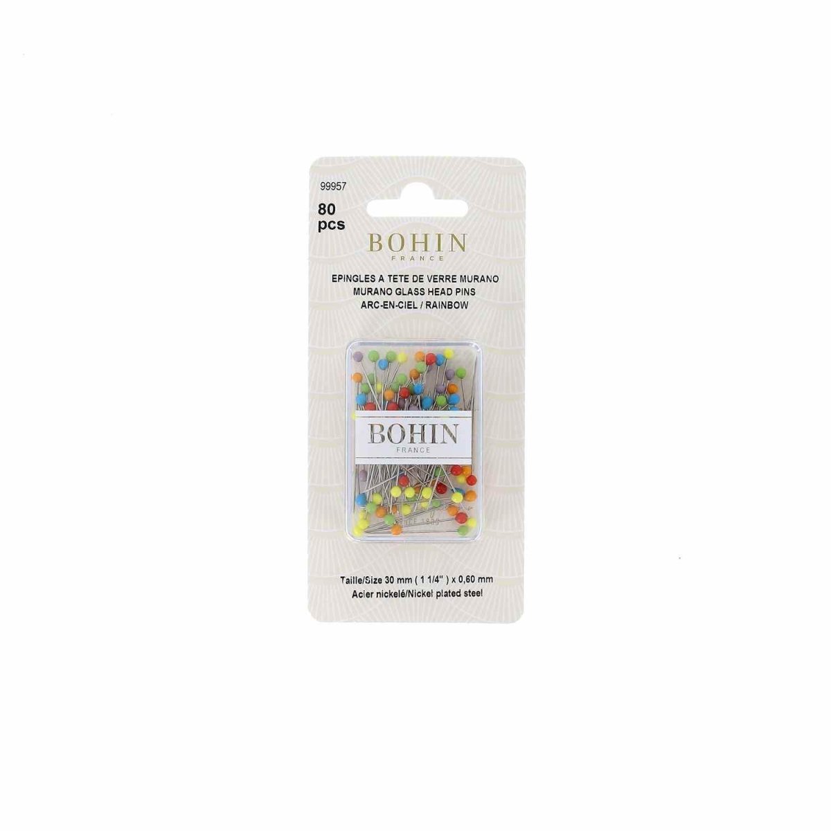 Bohin Glass Head Pins - Set of 80