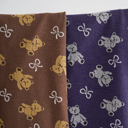 Kokka - Teddy Bear Cotton Knit Jacquard (Brown)