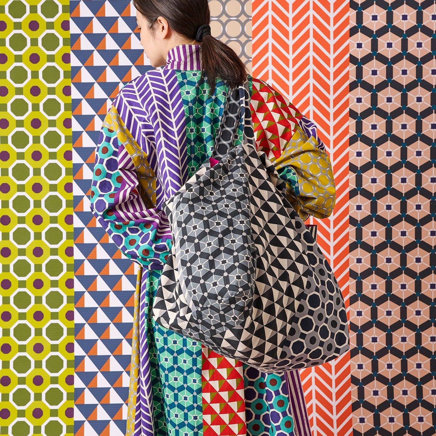 Kokka - Echino Geometric Panels Canvas (Red)