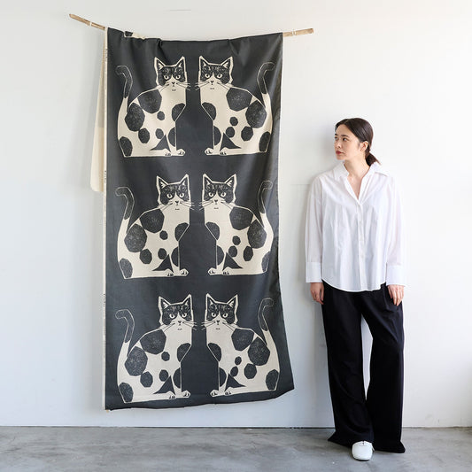 Kokka - Two Cat Cotton Linen Canvas Panel