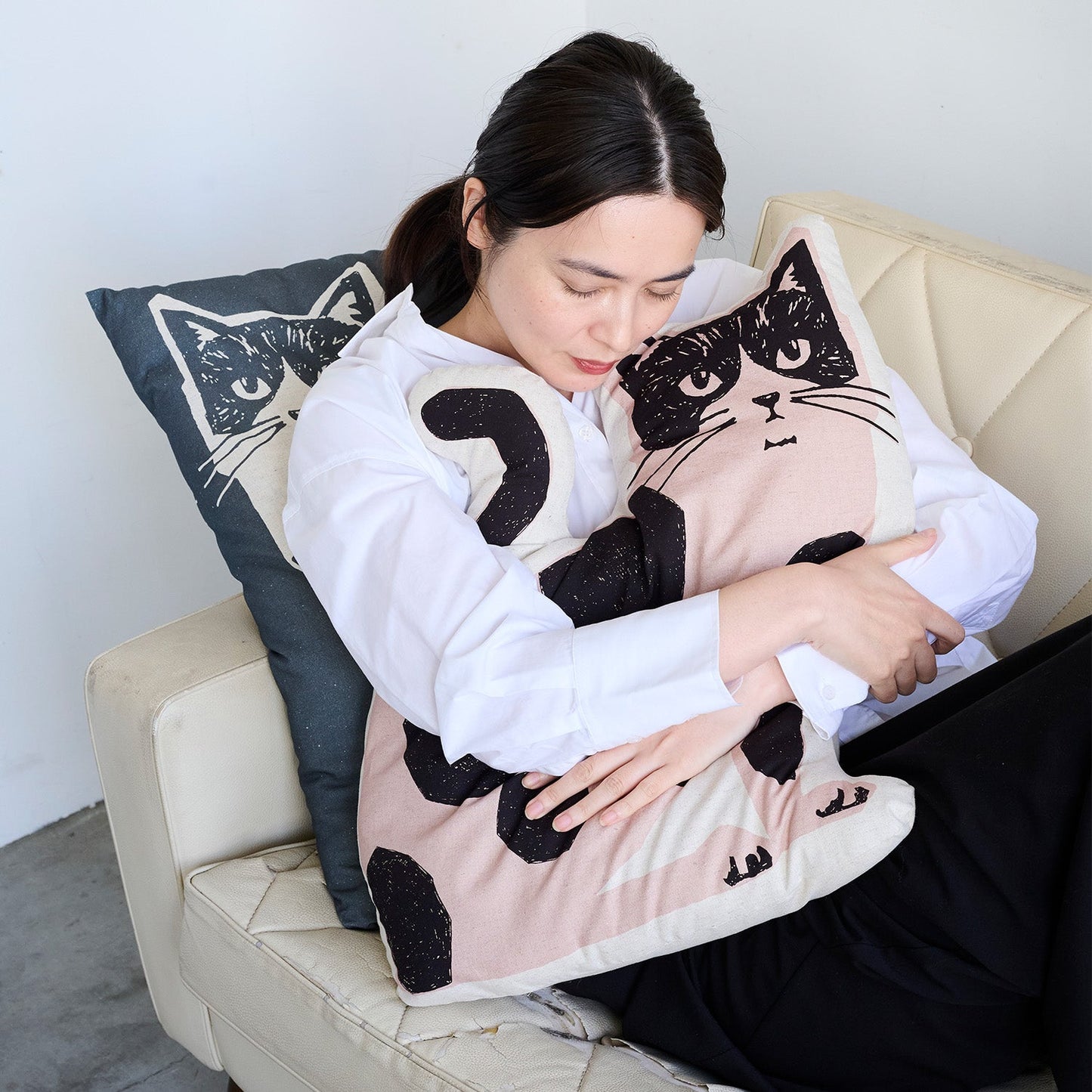Kokka - Two Cat Cotton Linen Canvas Panel