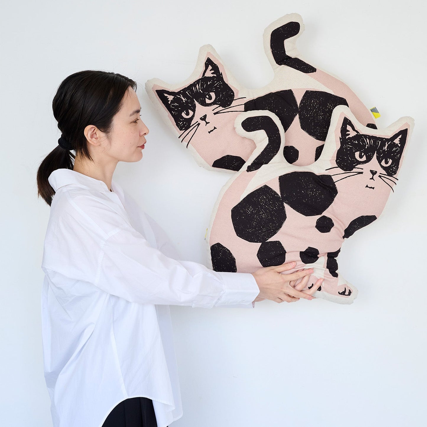 Kokka - Two Cat Cotton Linen Canvas Panel
