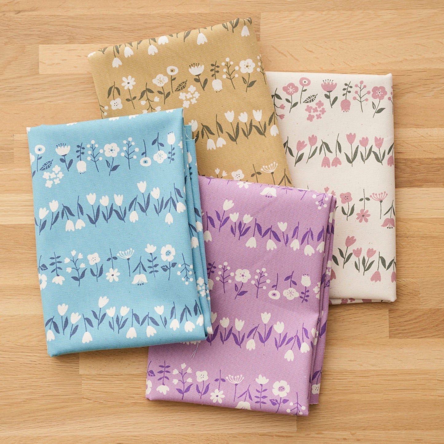 Kokka - Simple Palette Flowers Cotton Oxford (Sax Blue)