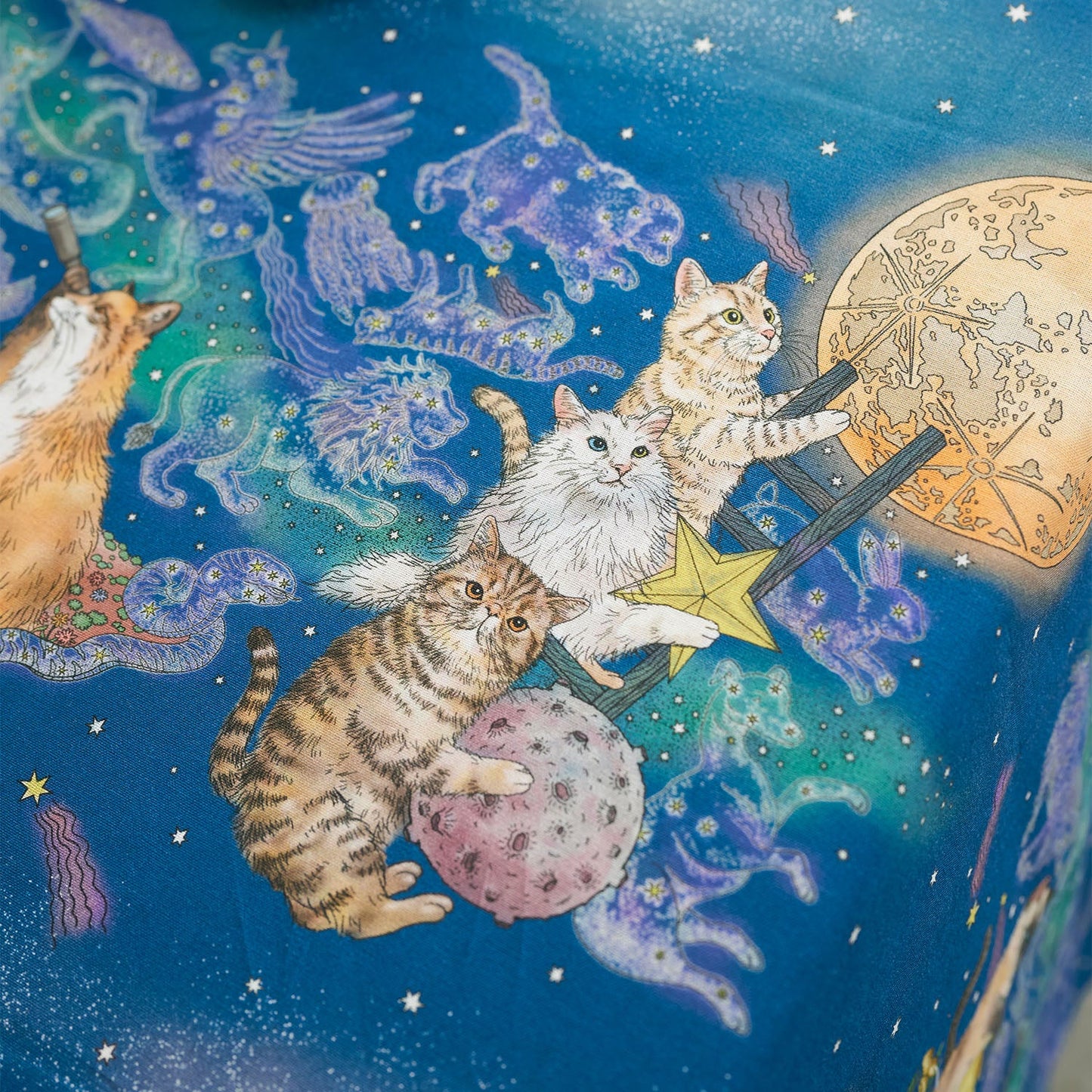 Kokka - 365 Cat Art Moonlight Cat Cotton Sheeting