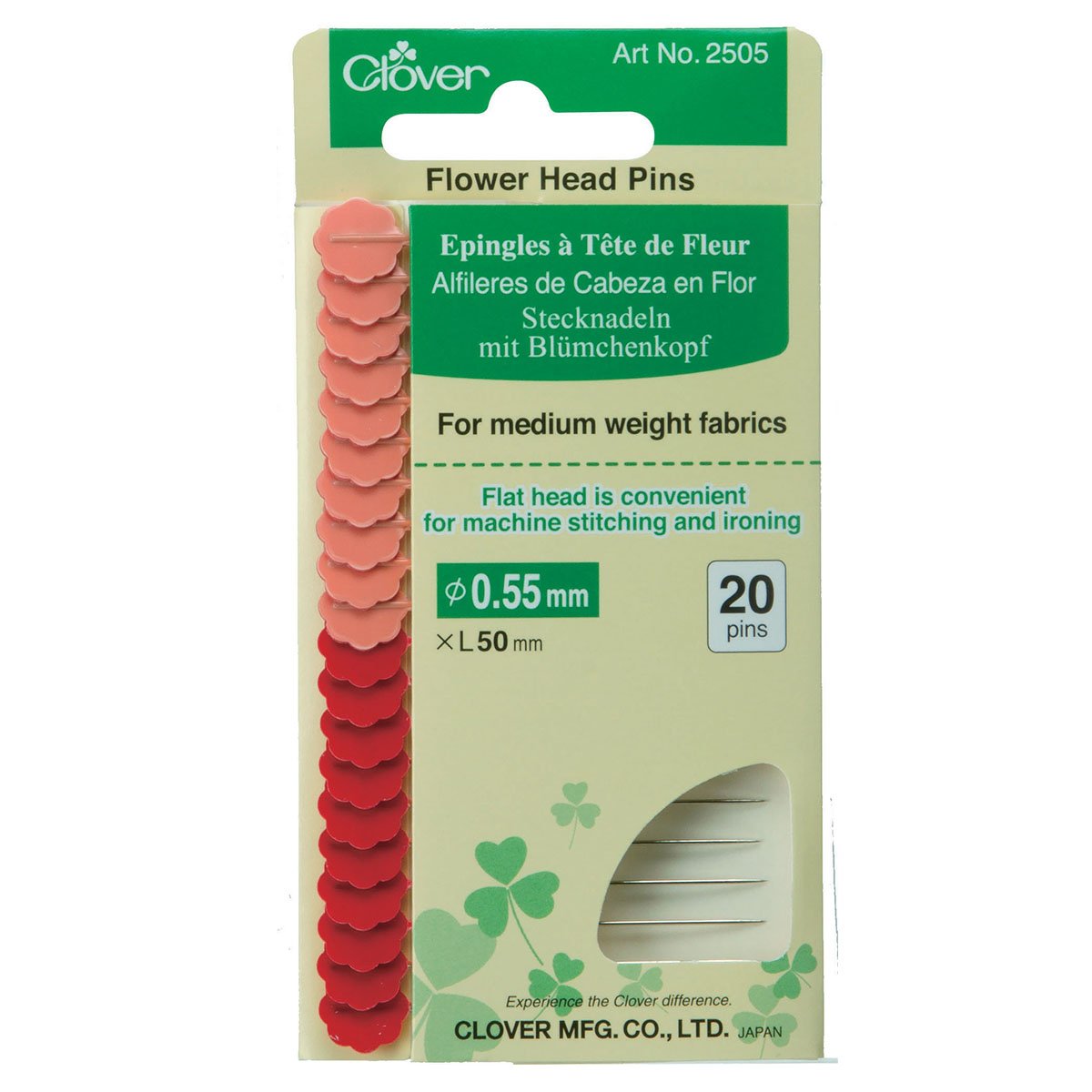 Clover Flower Head Pins - Set of 20