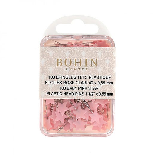 Bohin Pink Star Head Pins - Set of 100