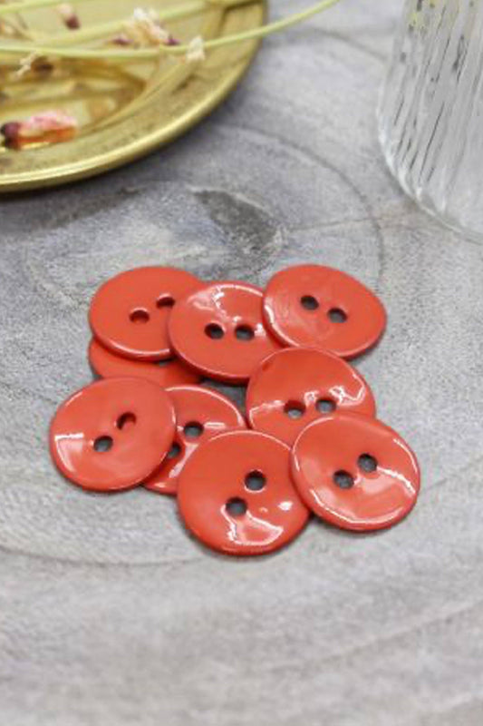 Lacquered buttons - Poppy Tangerine (14mm)