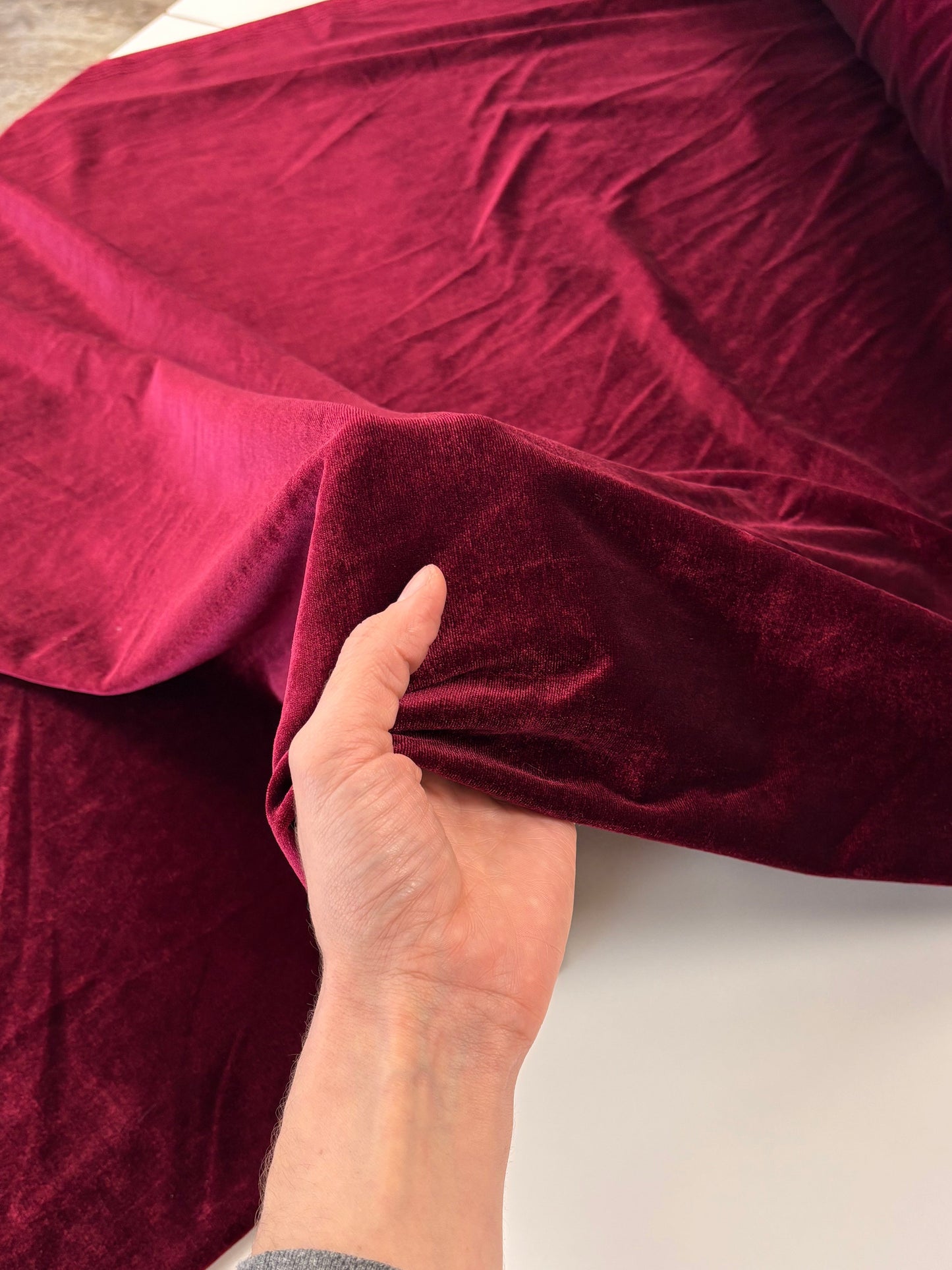 Deadstock Stretch Velvet - Crimson