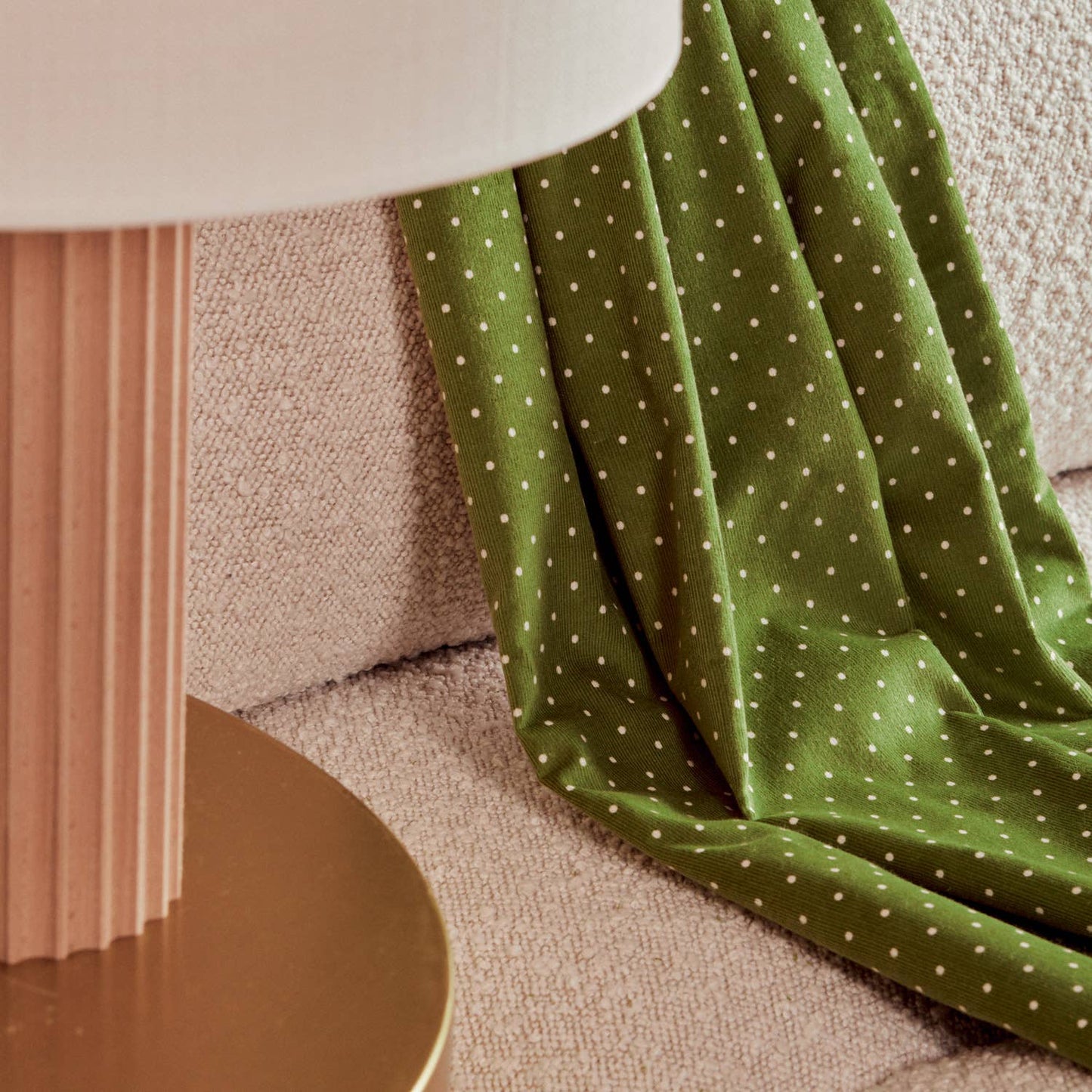 Polka Dot Fine Wale Corduroy - Matcha Leaf