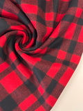 Deadstock Wool Melton - Red & Black Buffalo Plaid