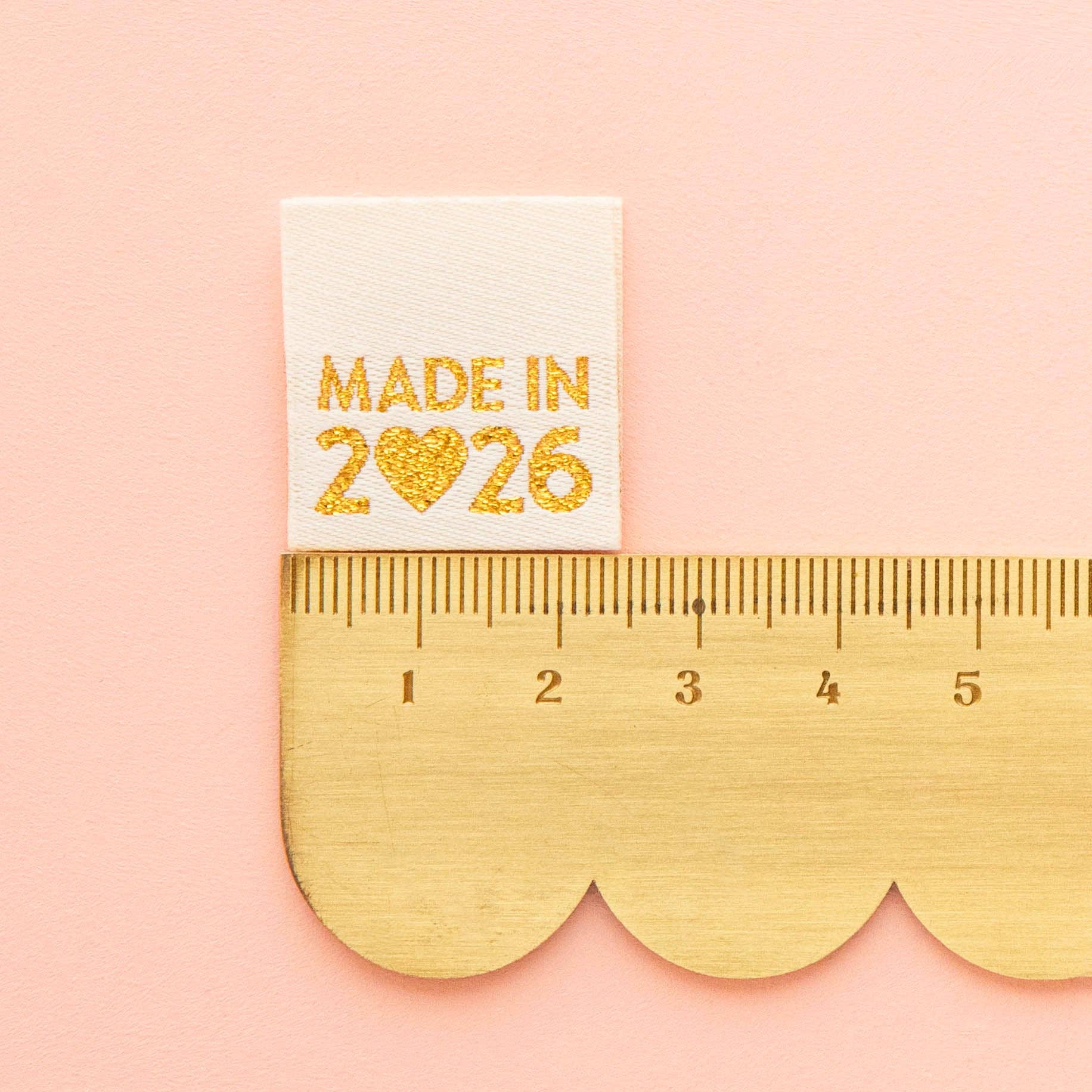 Made in 2026 Gold Woven Labels - Quilt and Clothing Tags