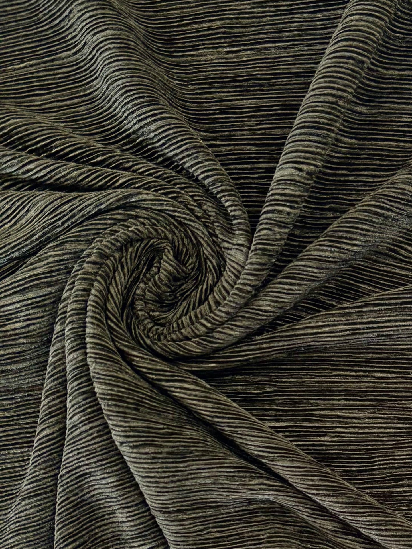 Deadstock Olive Velvet Plissé