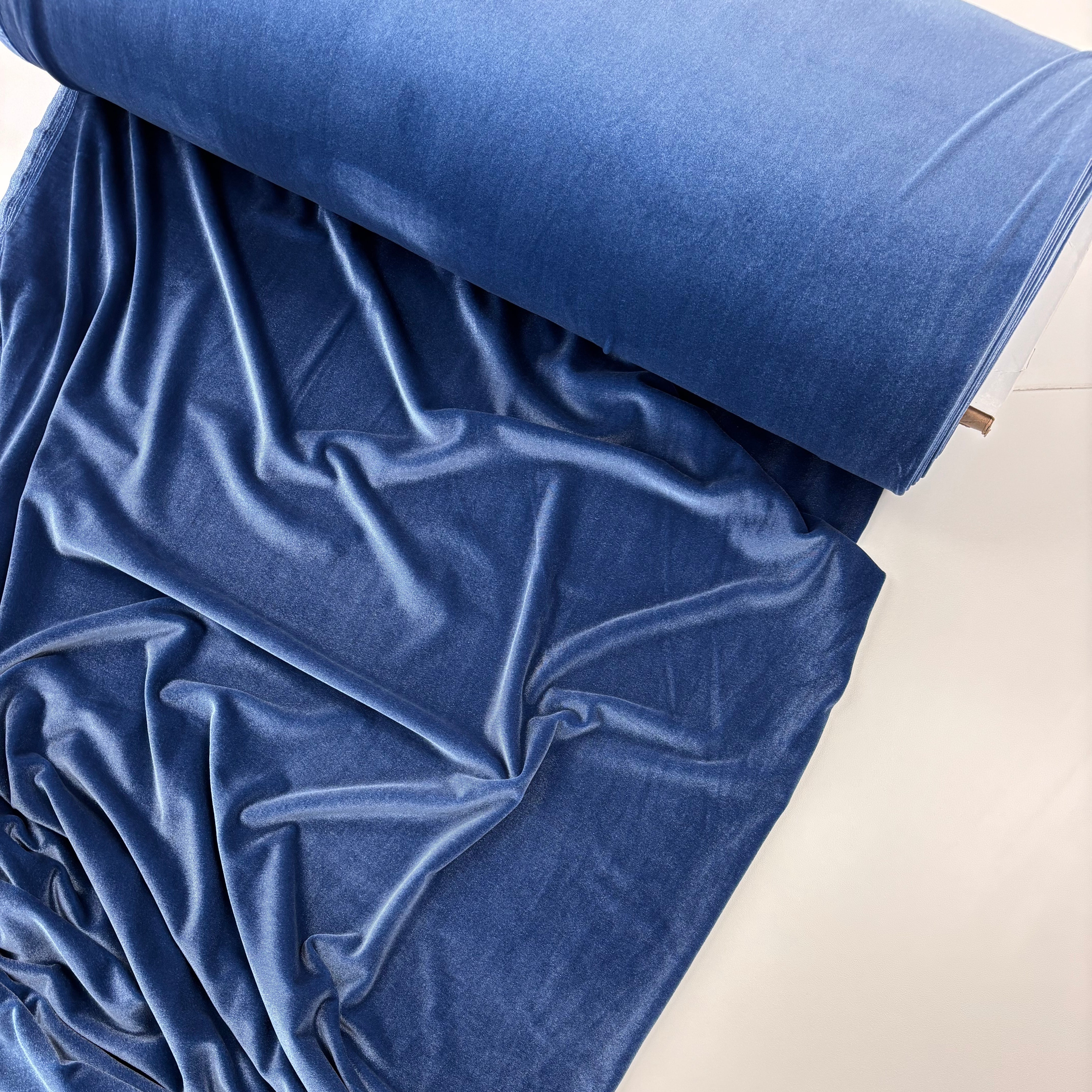 Deadstock Stretch Velvet - Grey Blue