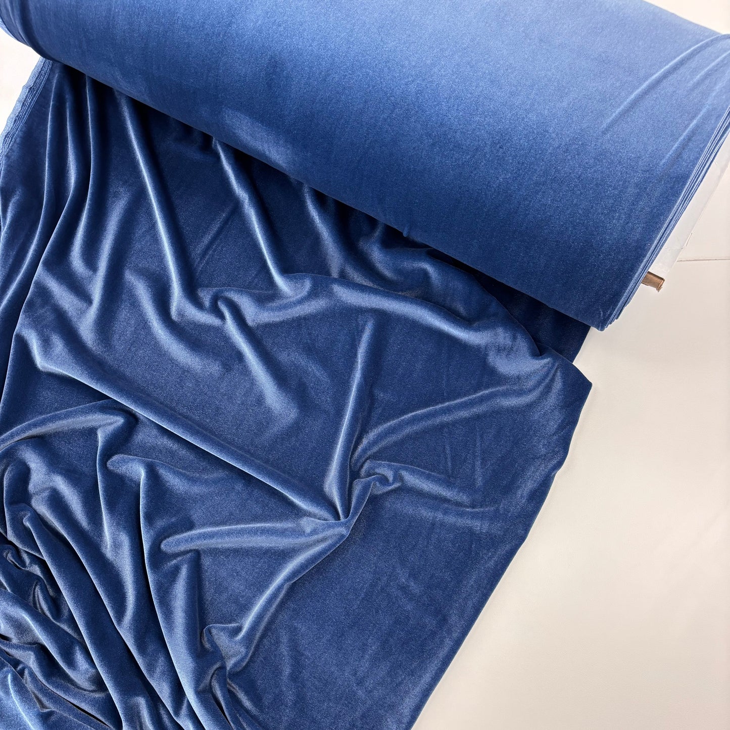 Deadstock Stretch Velvet - Grey Blue