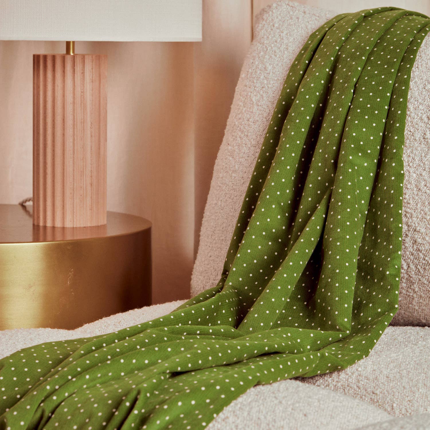 Polka Dot Fine Wale Corduroy - Matcha Leaf