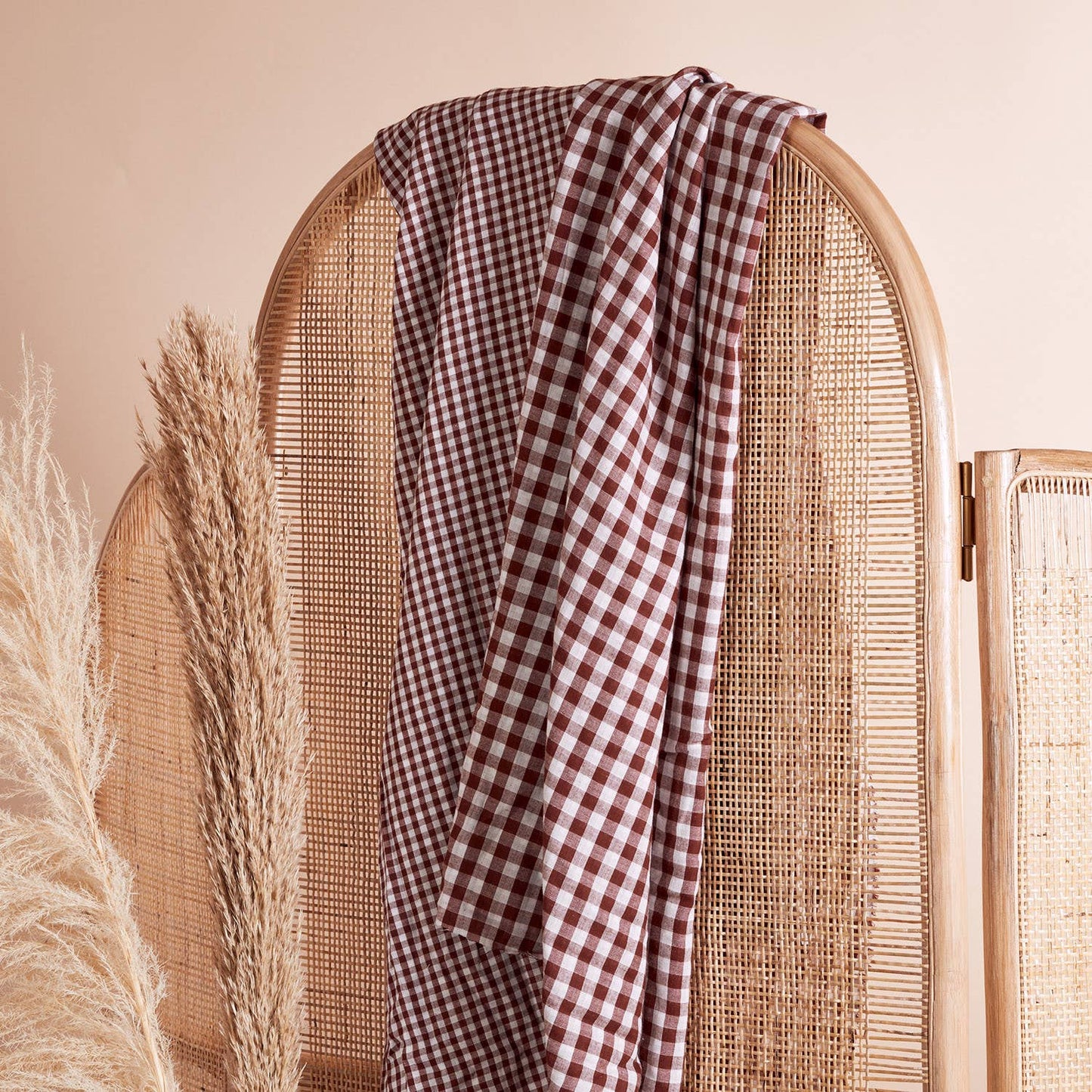Oeko-Tex Certified Rust Gingham Double Gauze