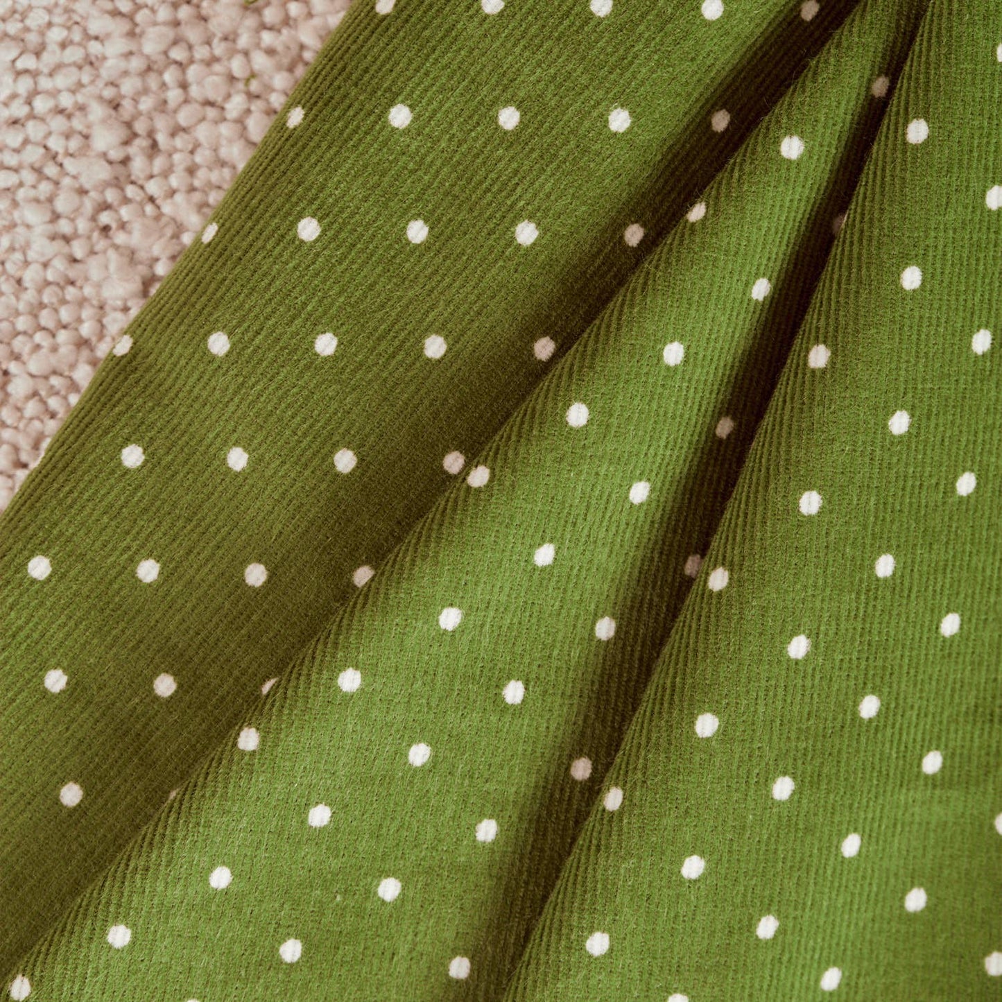 Polka Dot Fine Wale Corduroy - Matcha Leaf