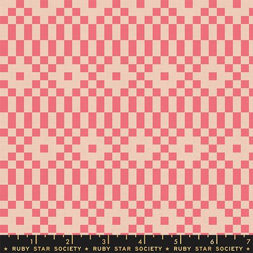 Lofi Linens - Bitmapped in Neon Coral
