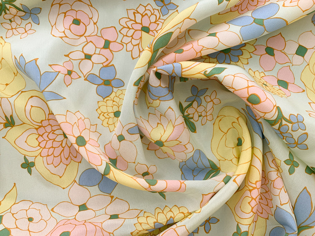 Silk Crepe De Chine - Pastel Florals