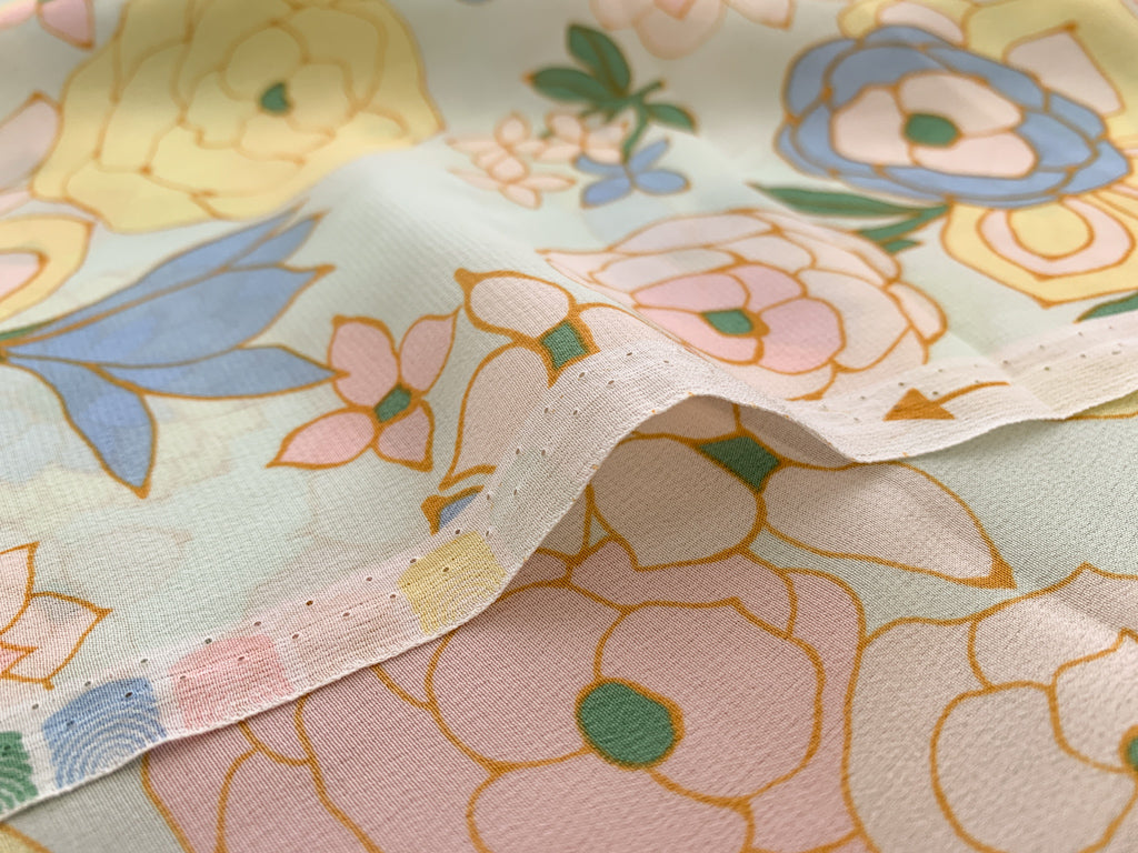 Silk Crepe De Chine - Pastel Florals