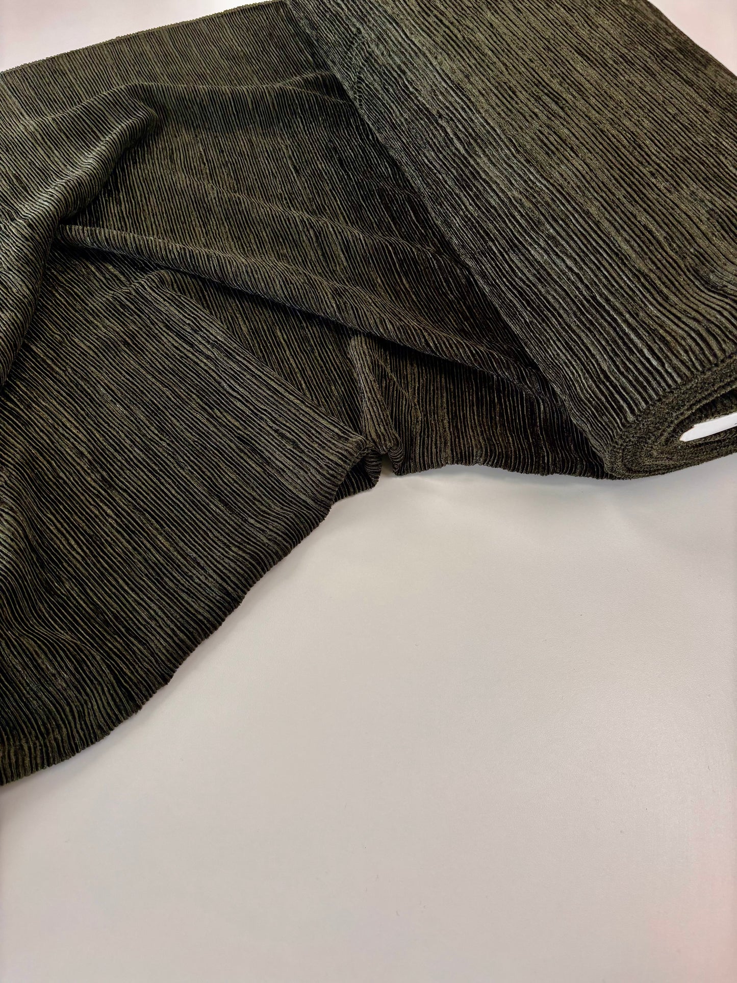 Deadstock Olive Velvet Plissé