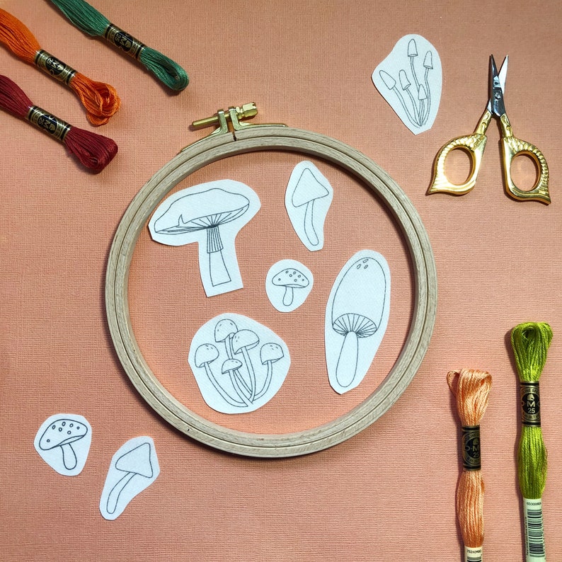 Stick and Stitch Embroidery Patterns - Mushrooms