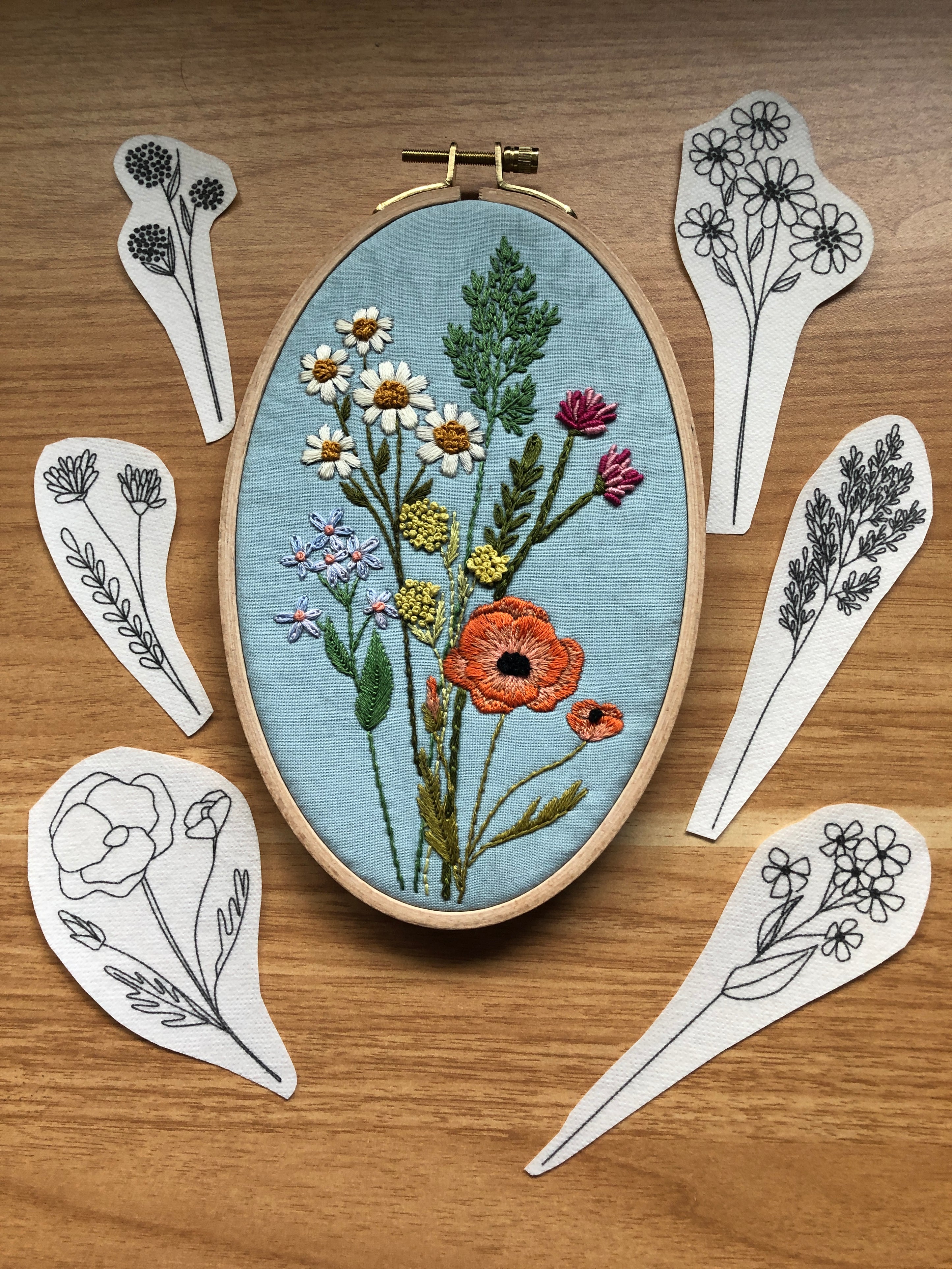 Stick and Stitch Embroidery Patterns - Wildflower Stems