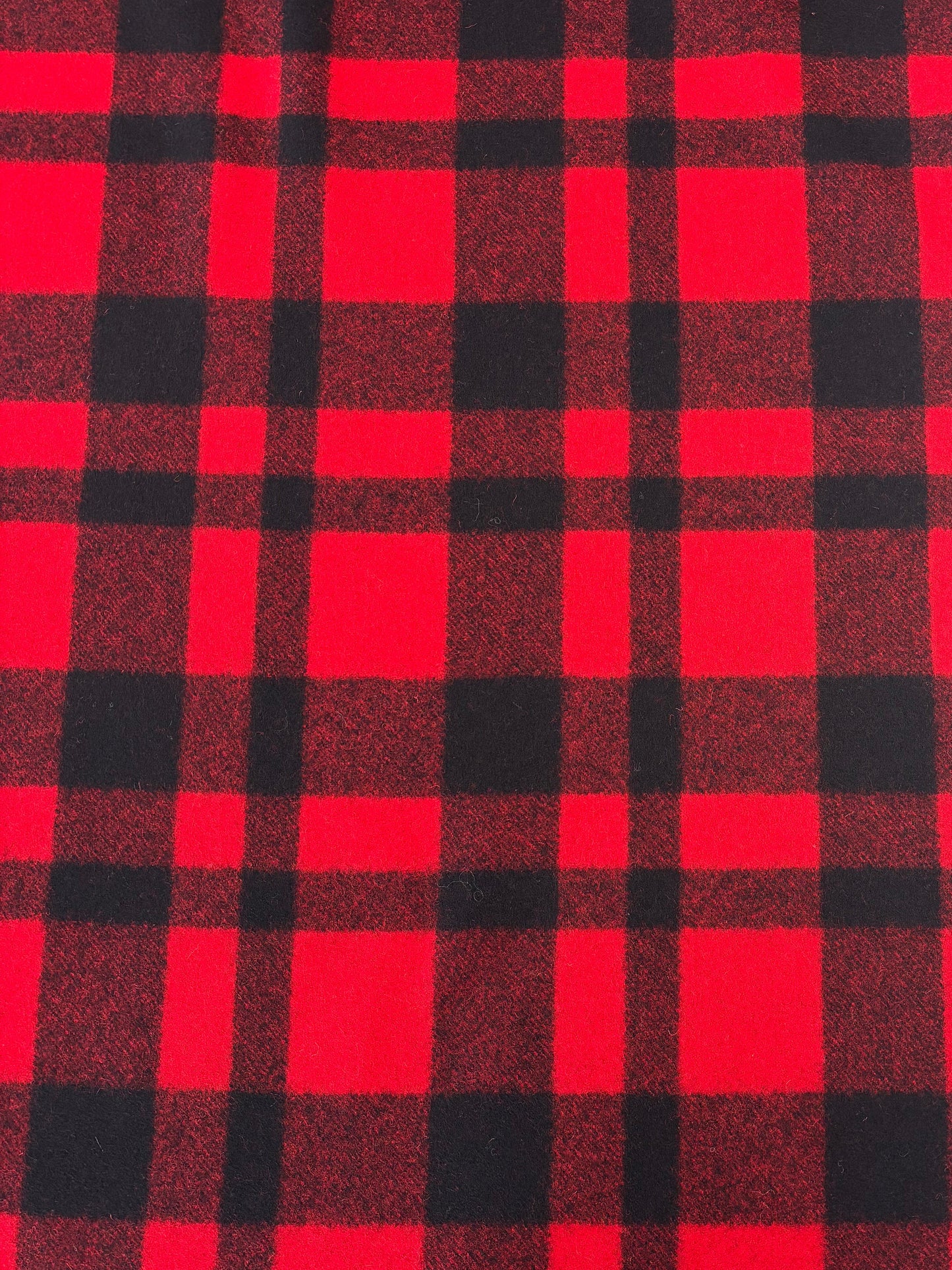 Deadstock Wool Melton - Red & Black Buffalo Plaid