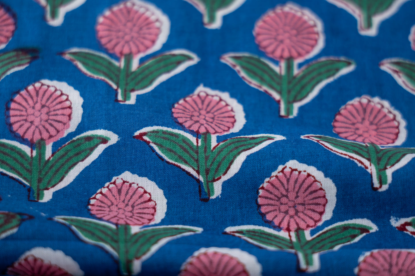 Indian Block Print - Pink & Blue Mini Floral