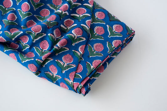 Indian Block Print - Pink & Blue Mini Floral