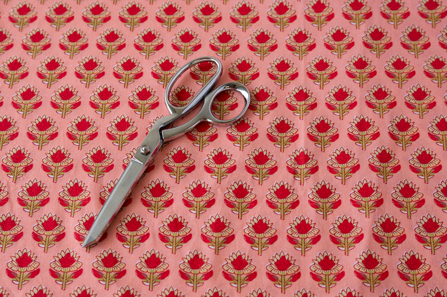 Indian Block Print - Peachy Pink Flowers