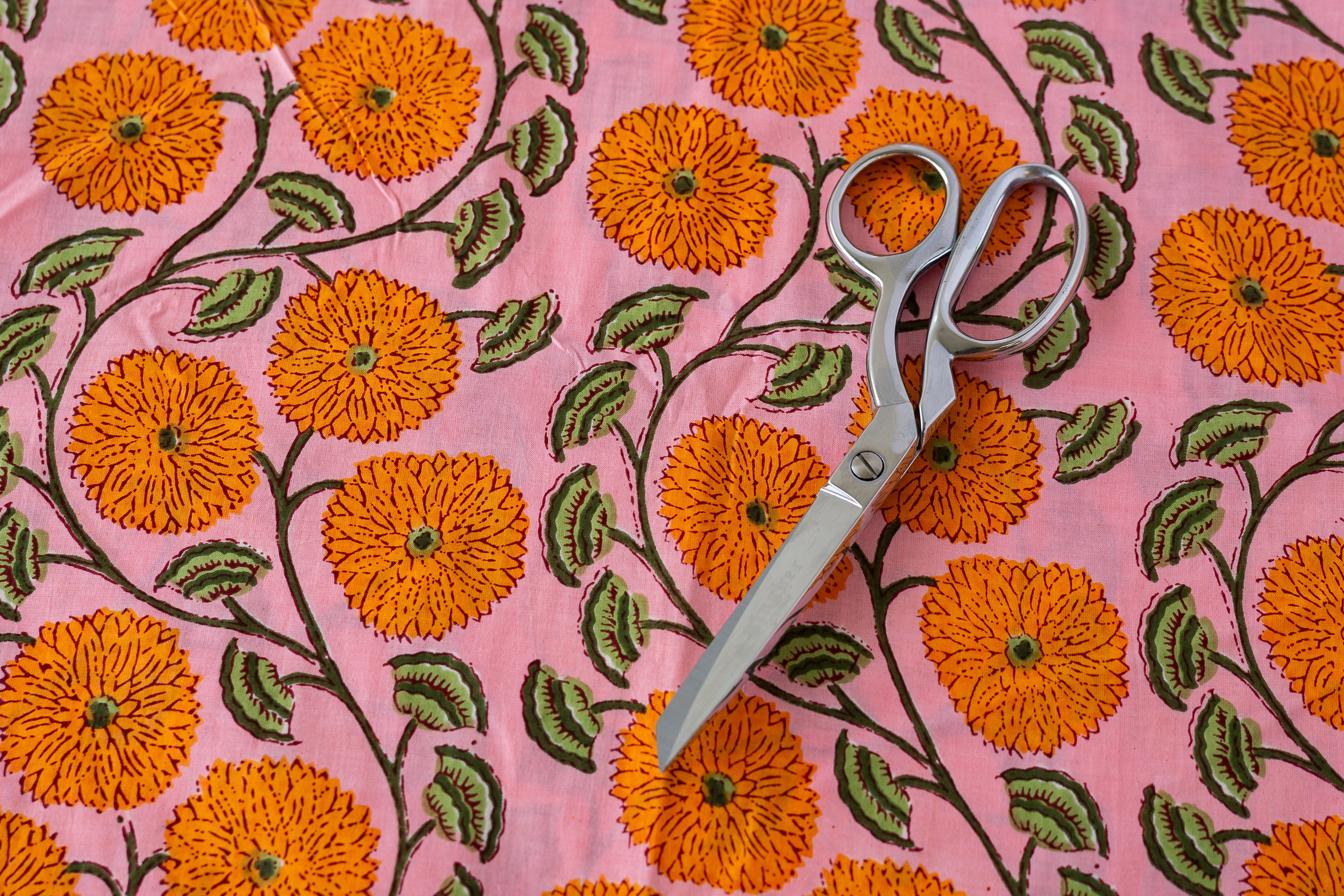 Indian Block Print - Pink Marigold