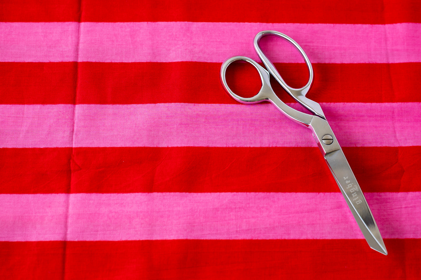 Indian Cotton Screen Print - Hot Pink Bold Stripe