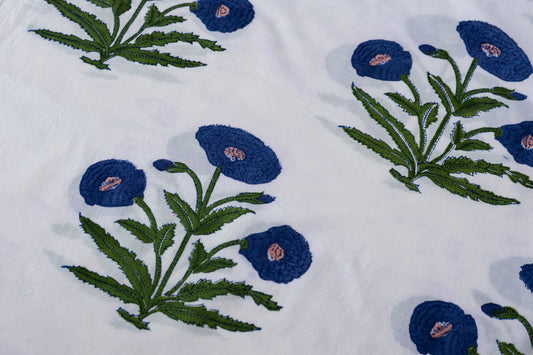 Indian Block Print - Mughal Buta (Large Blue Floral)