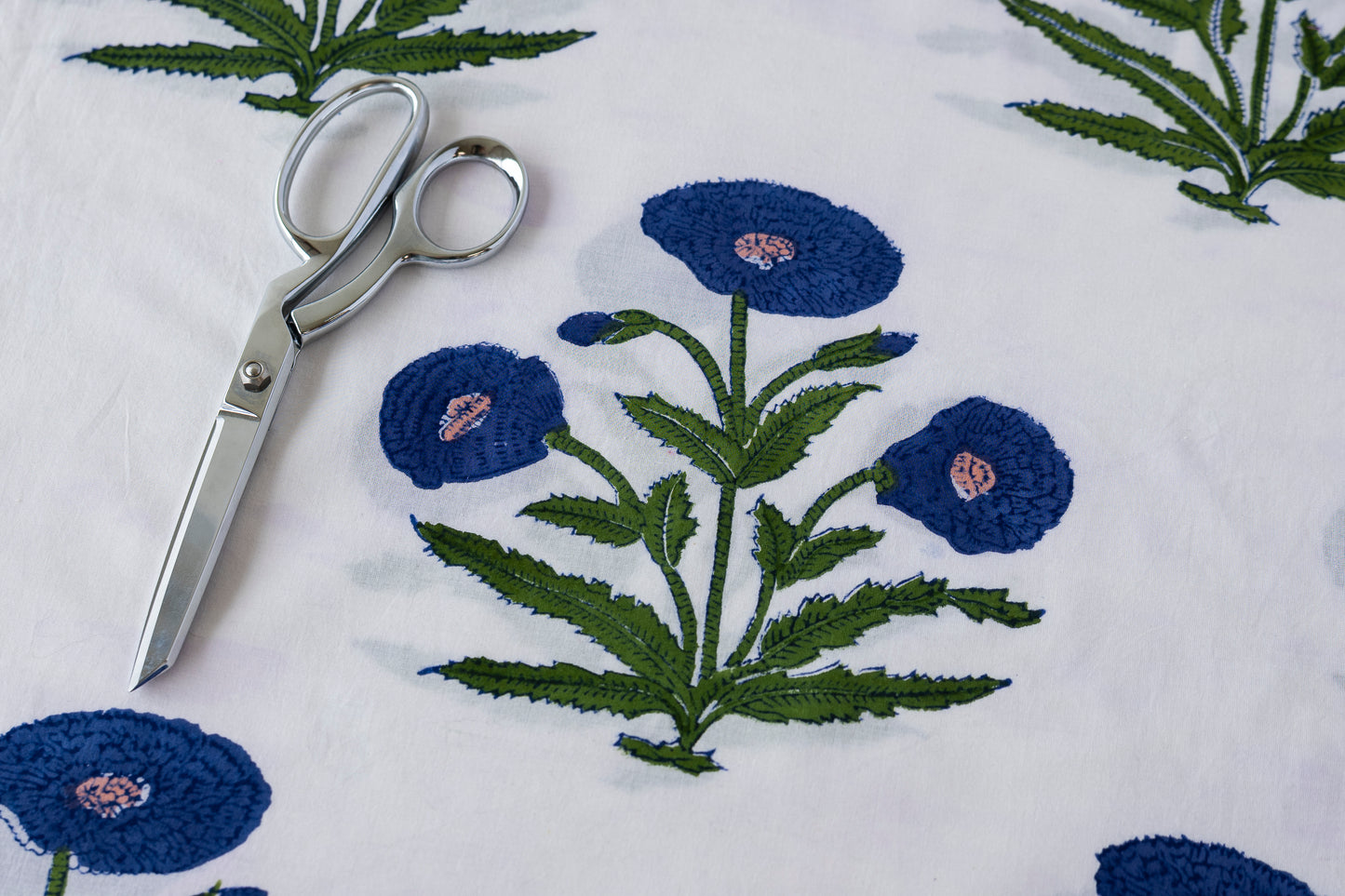 Indian Block Print - Mughal Buta (Large Blue Floral)