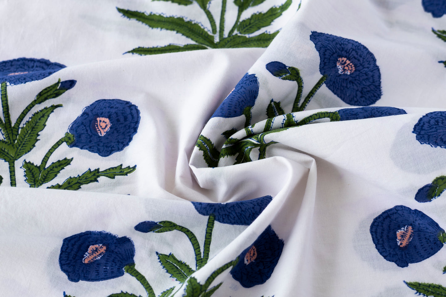 Indian Block Print - Mughal Buta (Large Blue Floral)