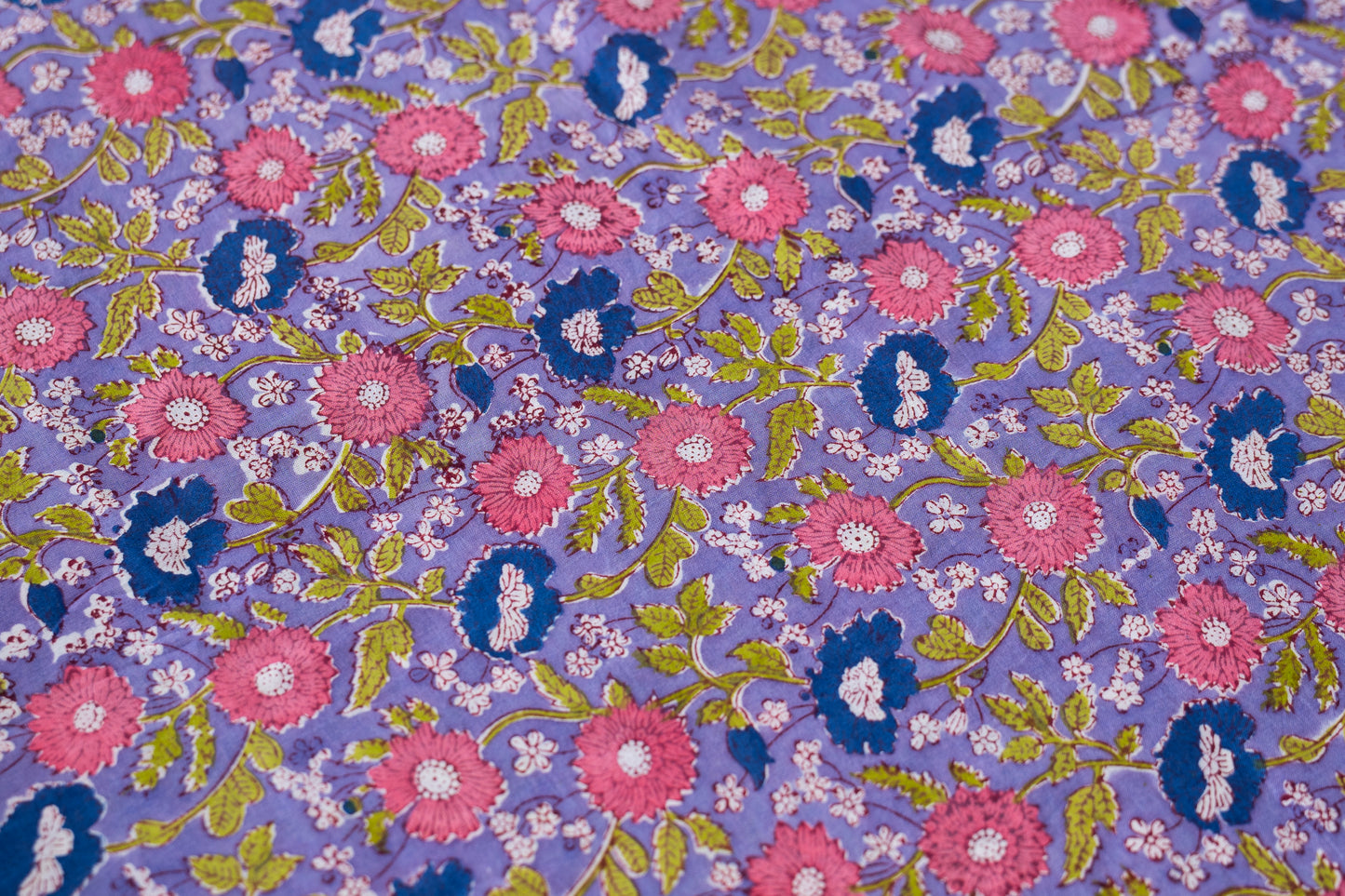 Indian Block Print - Pink & Purple Flowers
