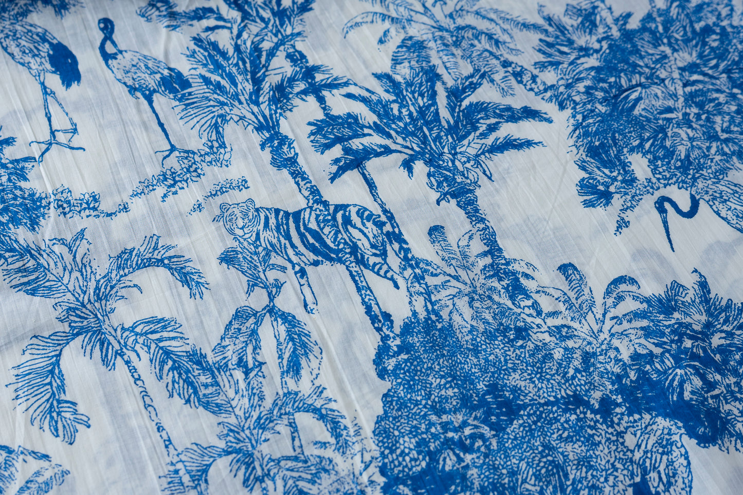 Indian Cotton Screen Print - Blue Tropics