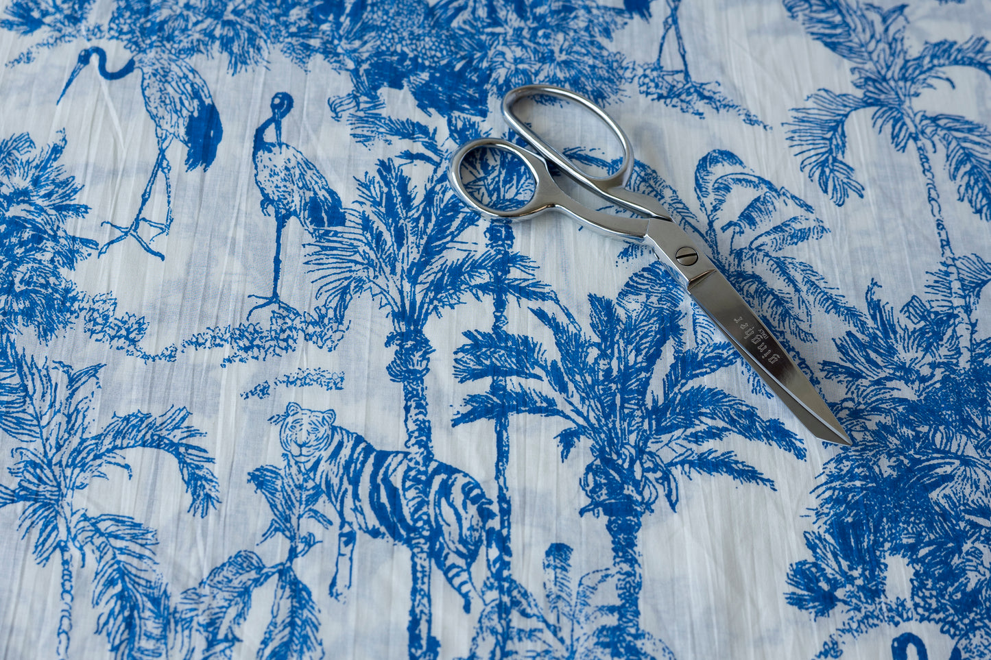 Indian Cotton Screen Print - Blue Tropics