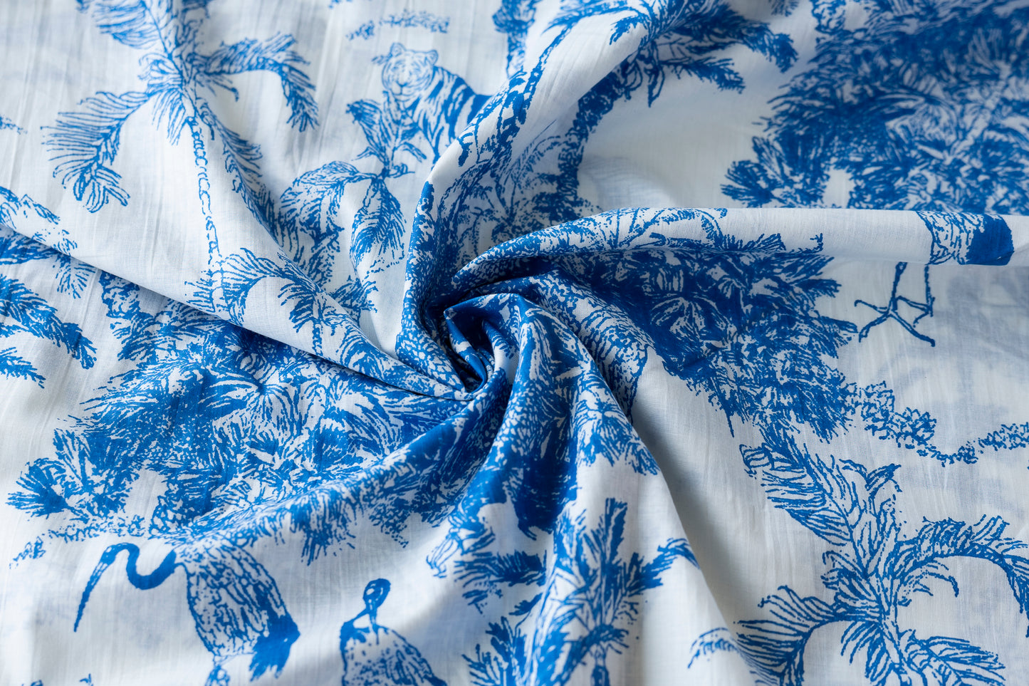 Indian Cotton Screen Print - Blue Tropics