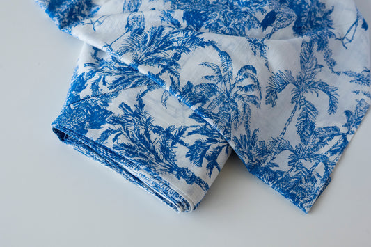 Indian Cotton Screen Print - Blue Tropics