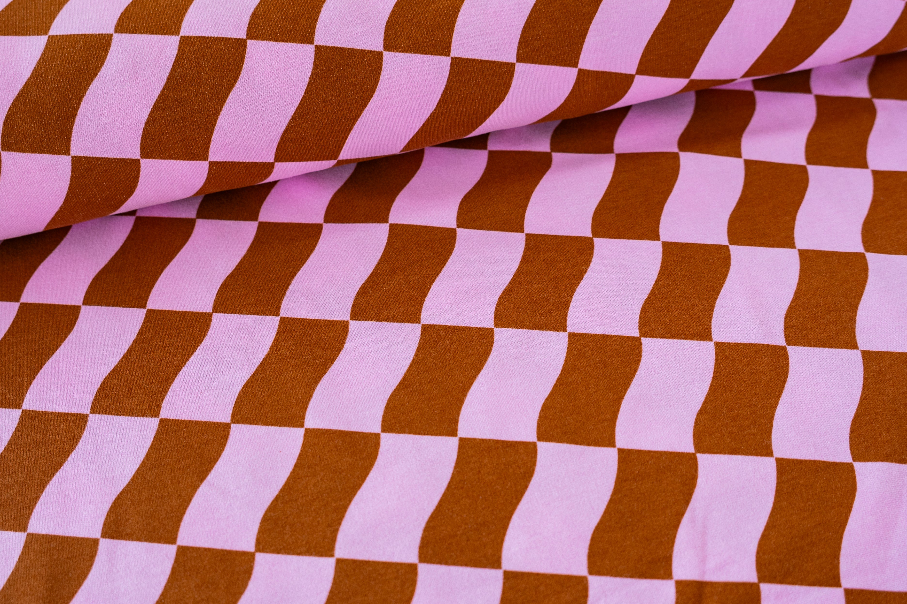 Sweatshirt Fleece - Pink Check (OEKO-TEX Standard 100)