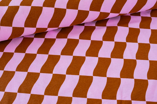 Sweatshirt Fleece - Pink Check (OEKO-TEX Standard 100)